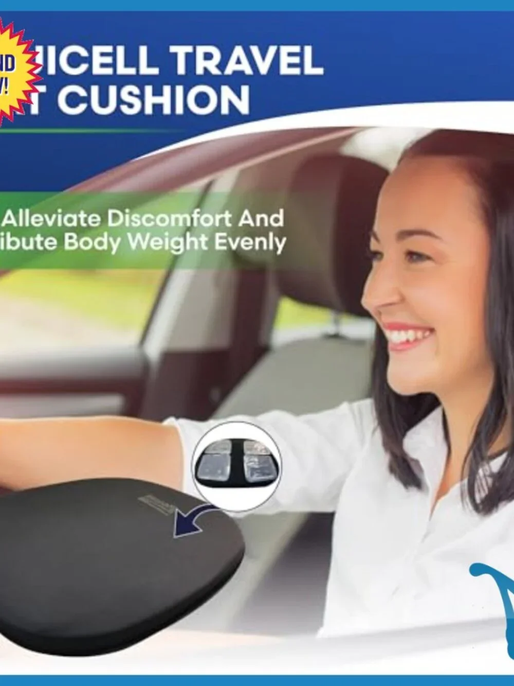 Thin Orthopedic Travel Seat Cushion for Sciatica Back Pain Relief